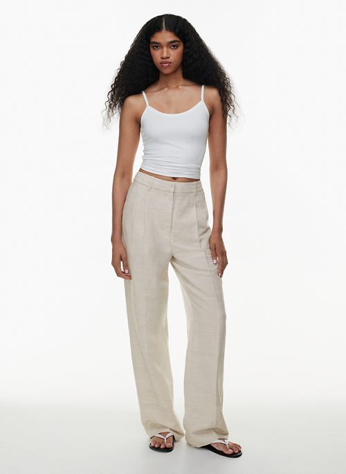 READY TO SHIP Navy Straight Linen Pants Long Linen Trousers