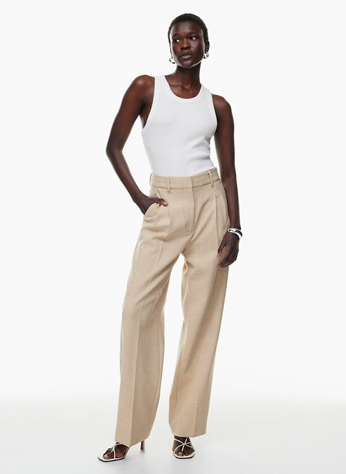 Wide Leg Trousers, Ladies Brown Trousers Solid Color Satin With
