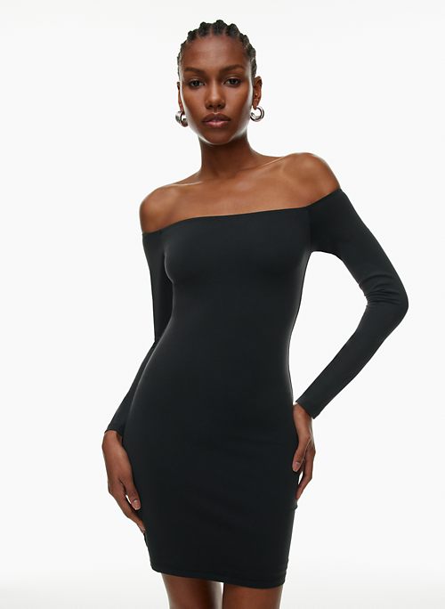 Chic Black Dress - Half Sleeve Dress - Crewneck Sheath Dress - Lulus
