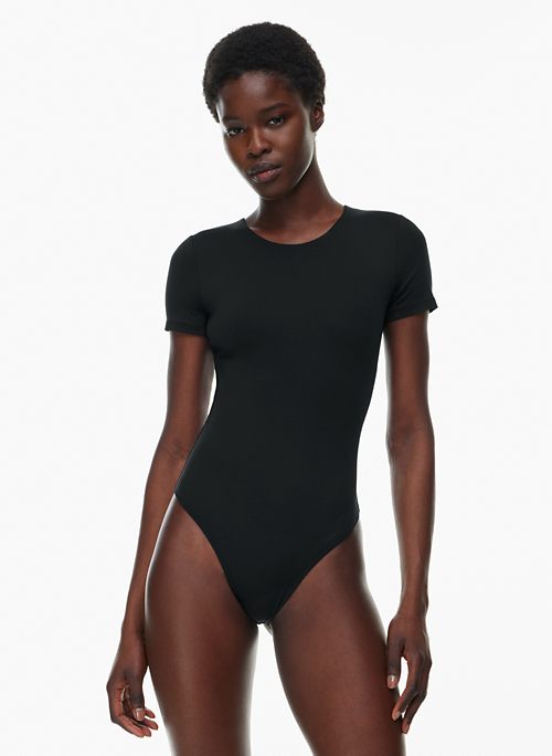 Black Short Sleeve Bodysuits for Women