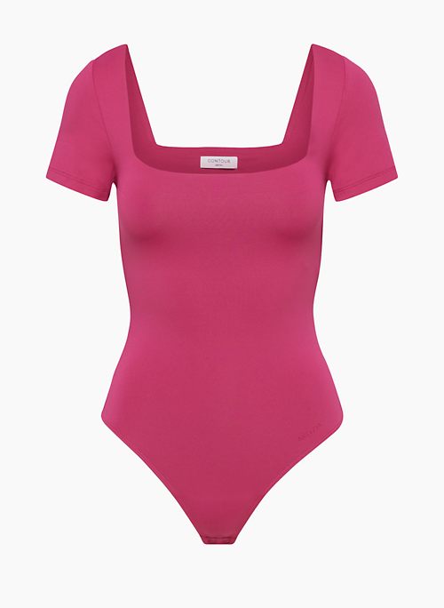 Natural Uniforms Short Sleeve Round Neck Body Suit--Breathable Cotton  Stretch(Hot Pink, Small) 