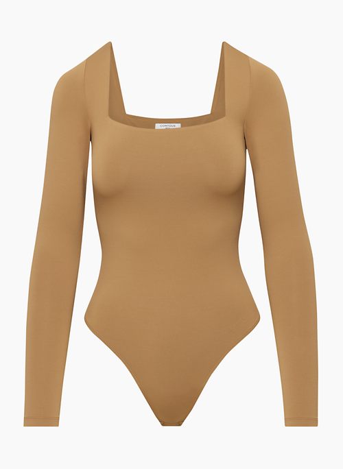 Long Sleeve Body Suits for Womens Mock Turtle Neck Body Shaper Tops Slim  Fit Thong Bodysuit Jumpsuit (Color : Camel, Size : Small)
