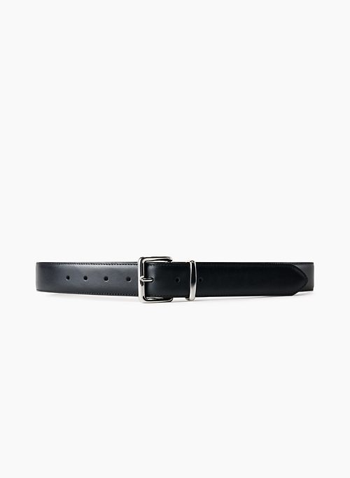 EMBLEM SOLID BRASS LEATHER BELT - Smooth leather belt with brass buckle