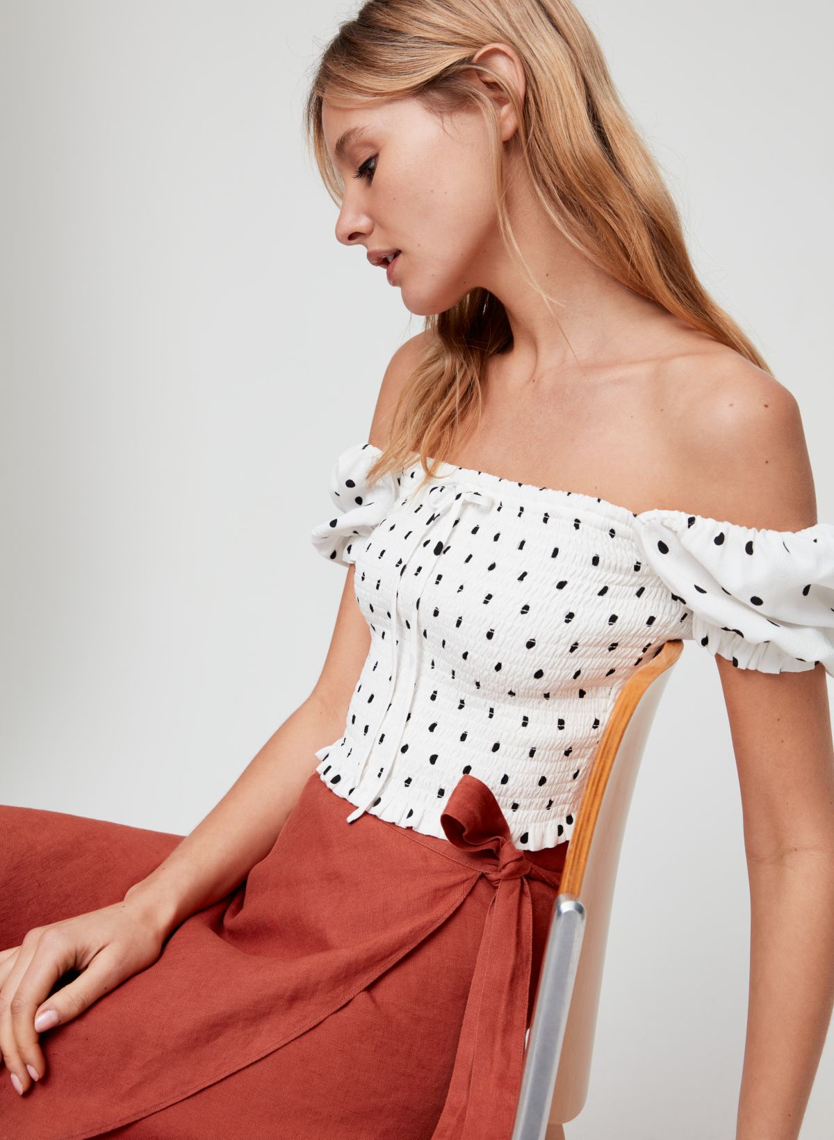 Out From Under Smocked One-Shoulder Bra Top