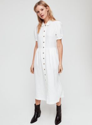 aritzia white linen dress