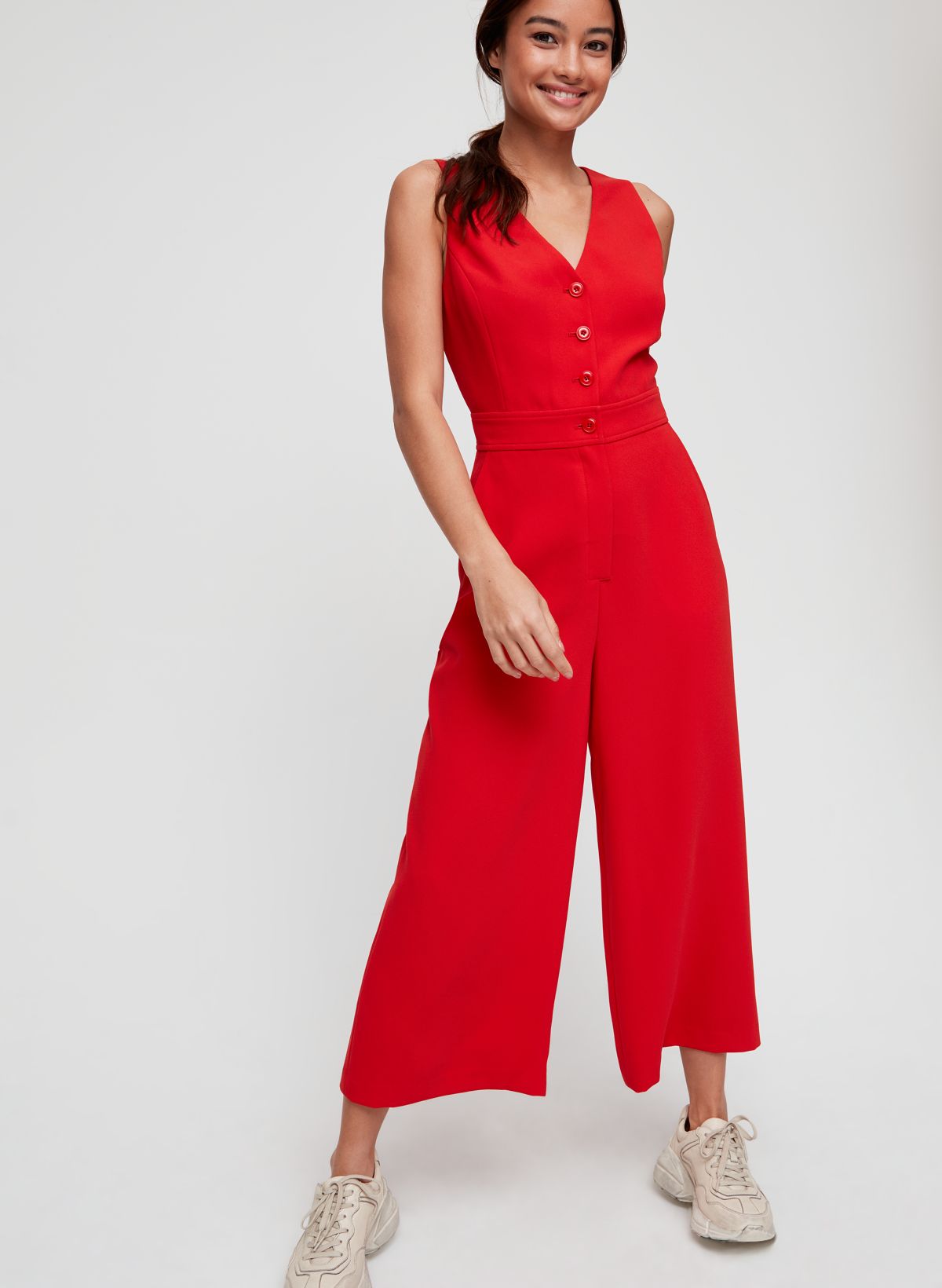 Red High Rise Wide Leg Co-ord Set Pants|239597201-goji-berry