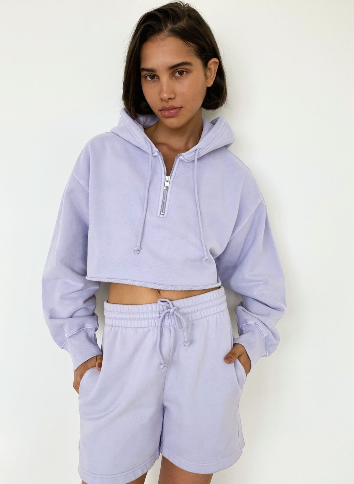Tna COZY FLEECE BOYFRIEND CROPPED 1/4 ZIP HOODIE | Aritzia CA
