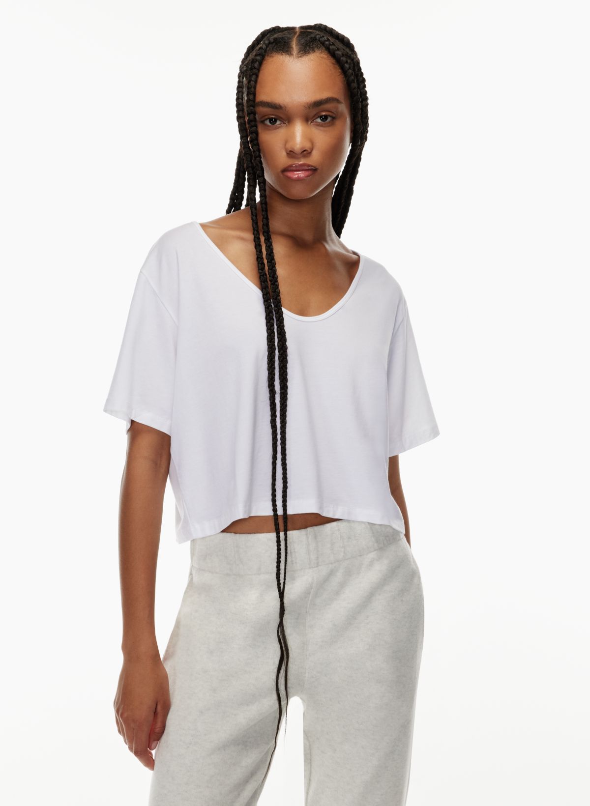 The Group by Babaton FOUNDATION V-NECK CROPPED T-SHIRT | Aritzia US