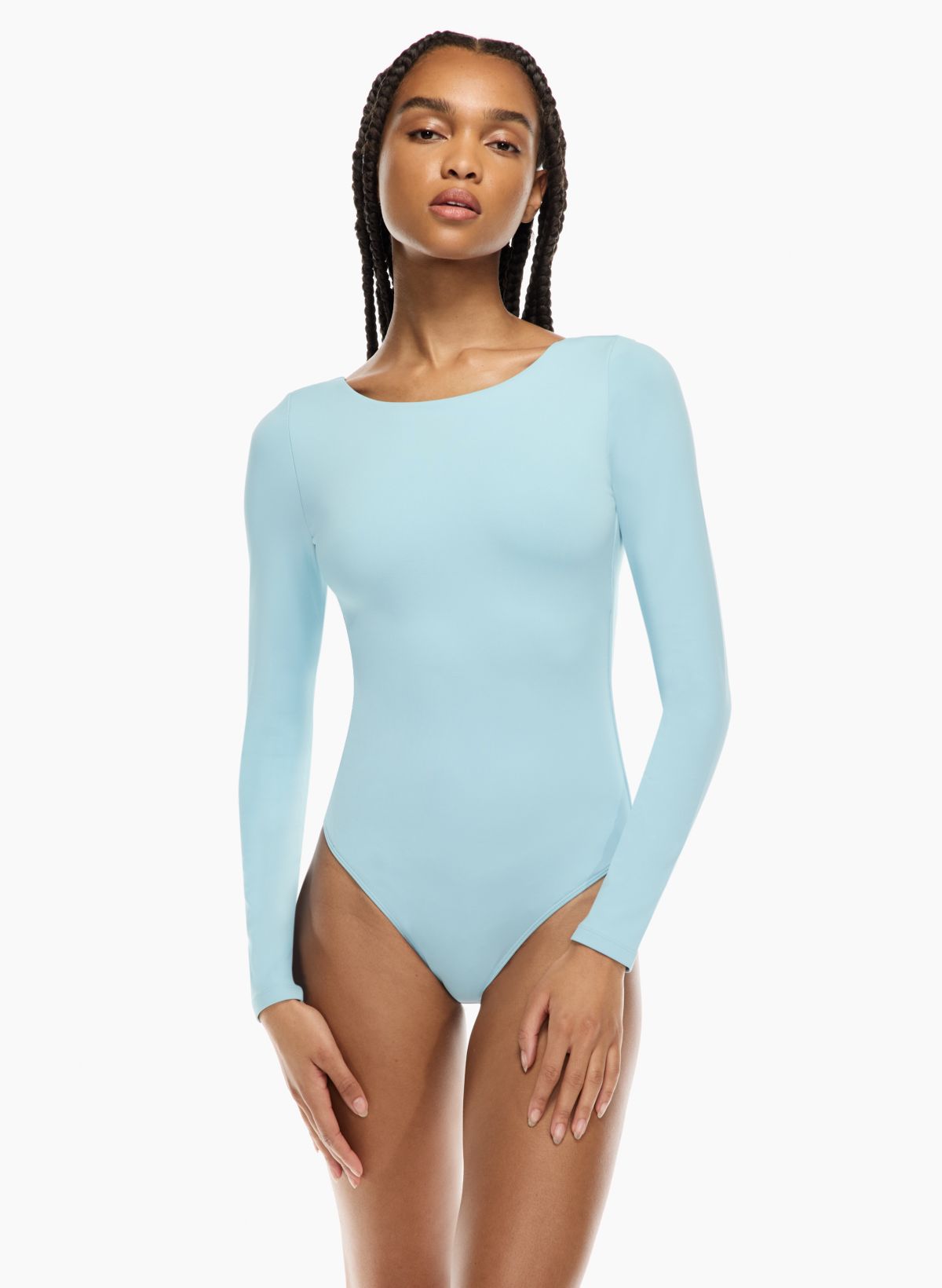 B307GD - Garment Dye Long Sleeve Boatneck Dance Bodysuit