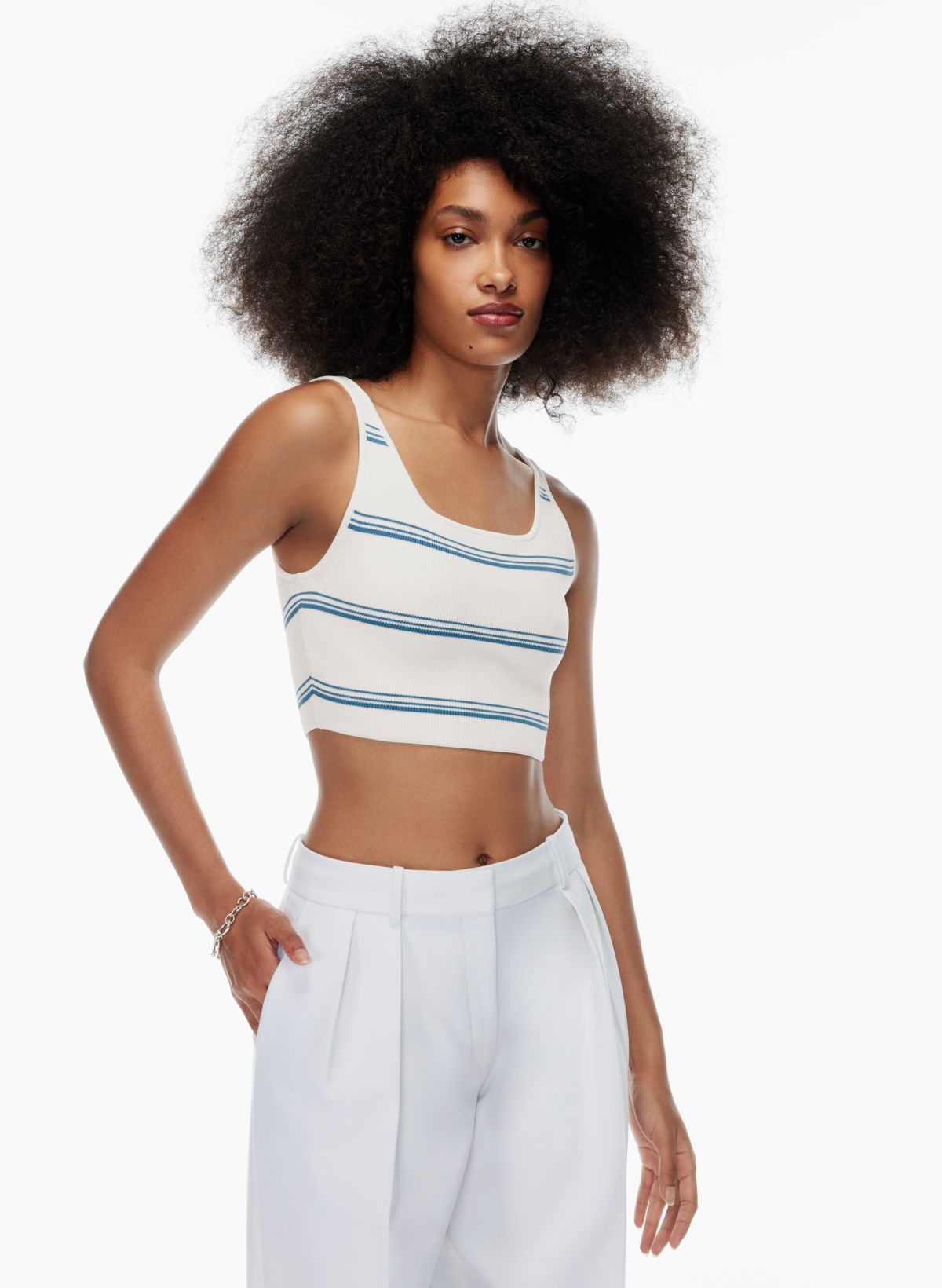 Plus White Woven Puff Sleeve Structured Crop Top