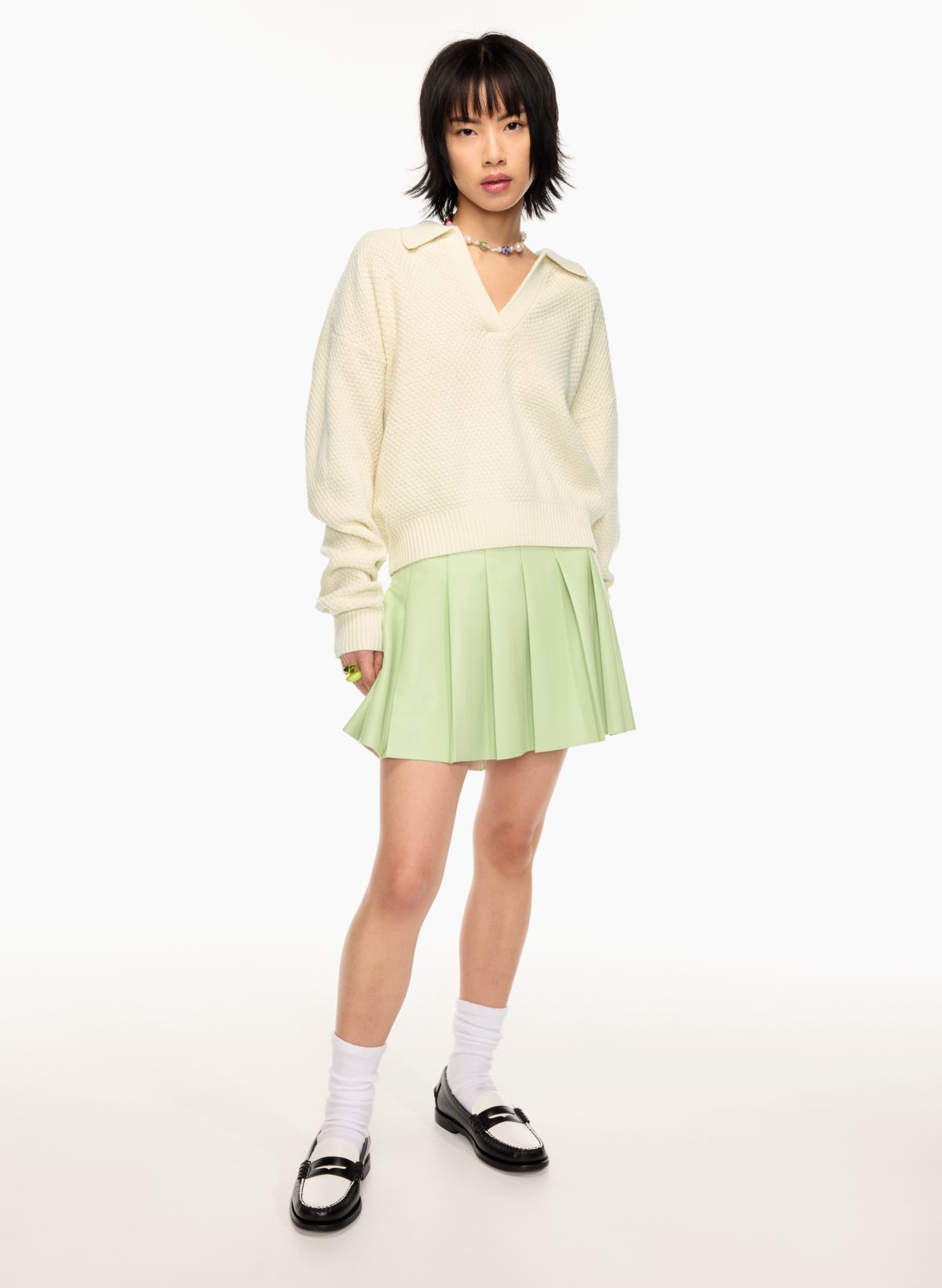 Sweater with collared discount shirt and skirt