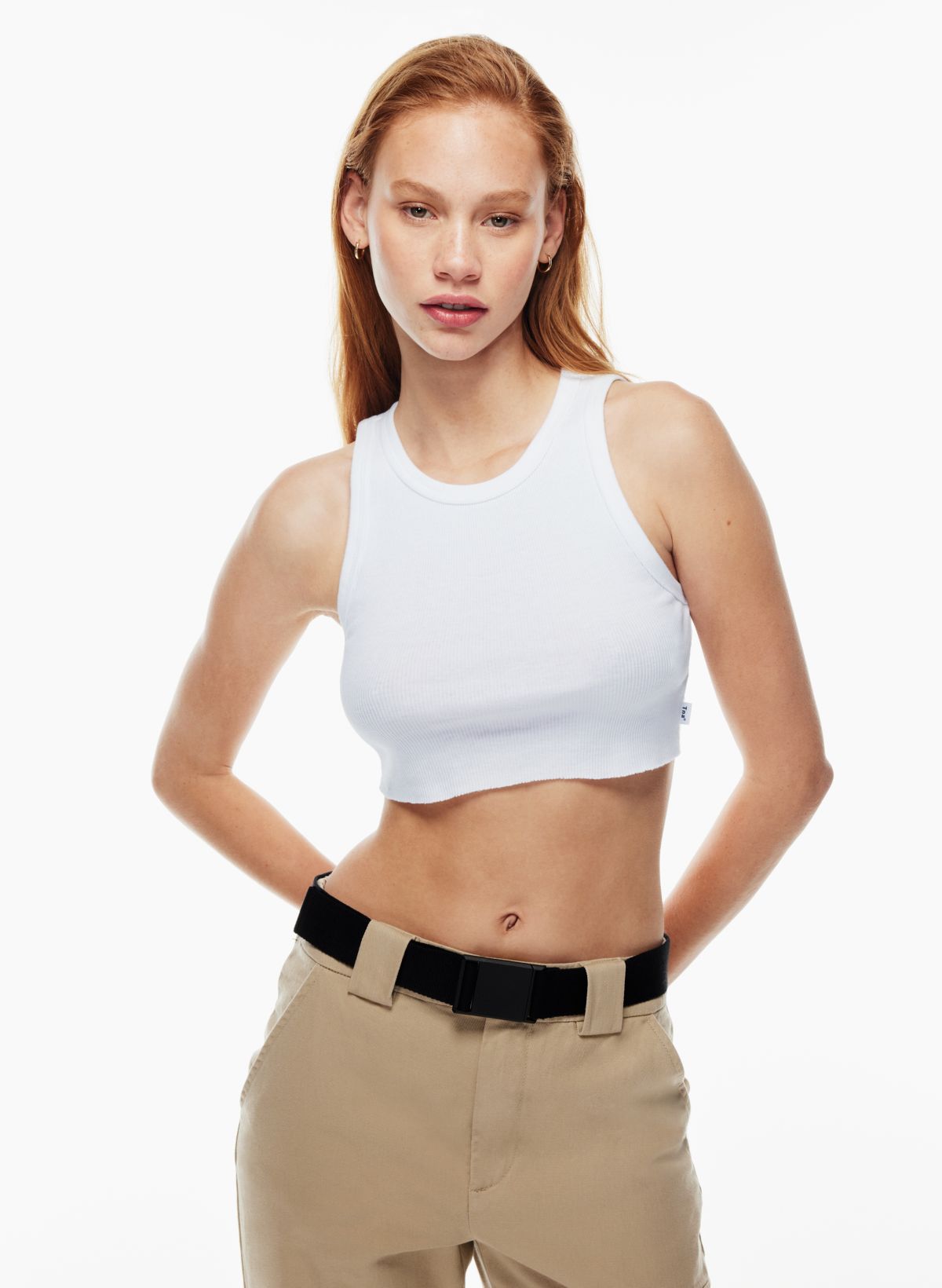 Get ubras Ribbed Cropped Racerback Tank Top Built-In Bra Top-white-S 1 each  Delivered