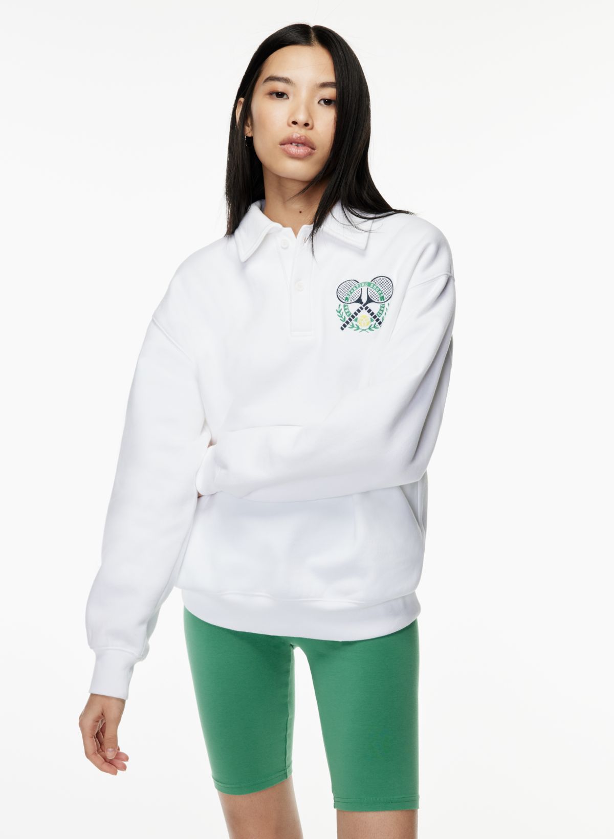 Tna COZY FLEECE BOYFRIEND POLO SWEATSHIRT | Aritzia US