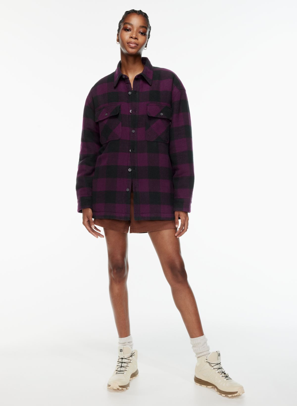 Elli Plaid Flare Coat S/M