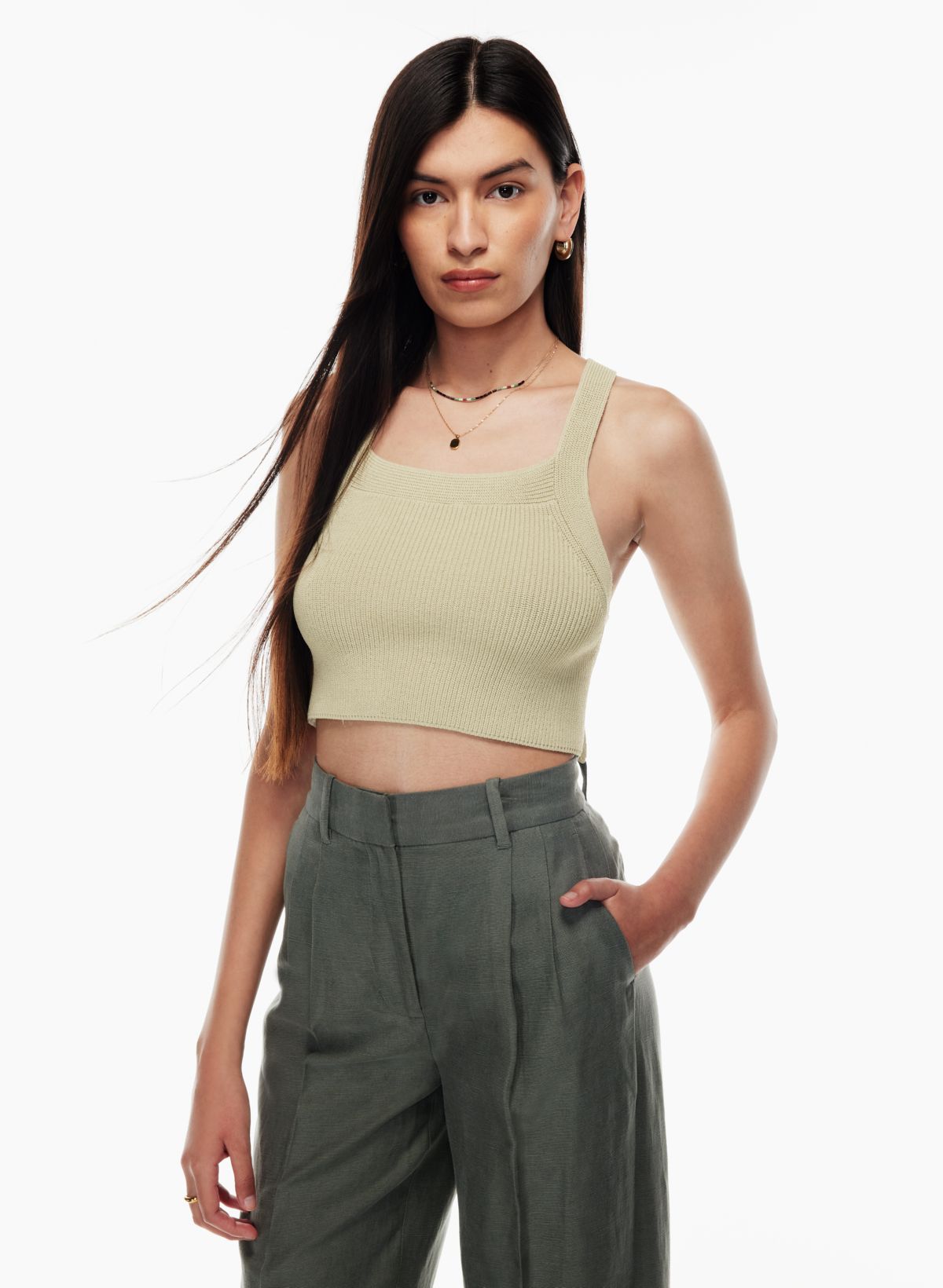 Slinky Sqaure Neck Crop And Super Crop Top