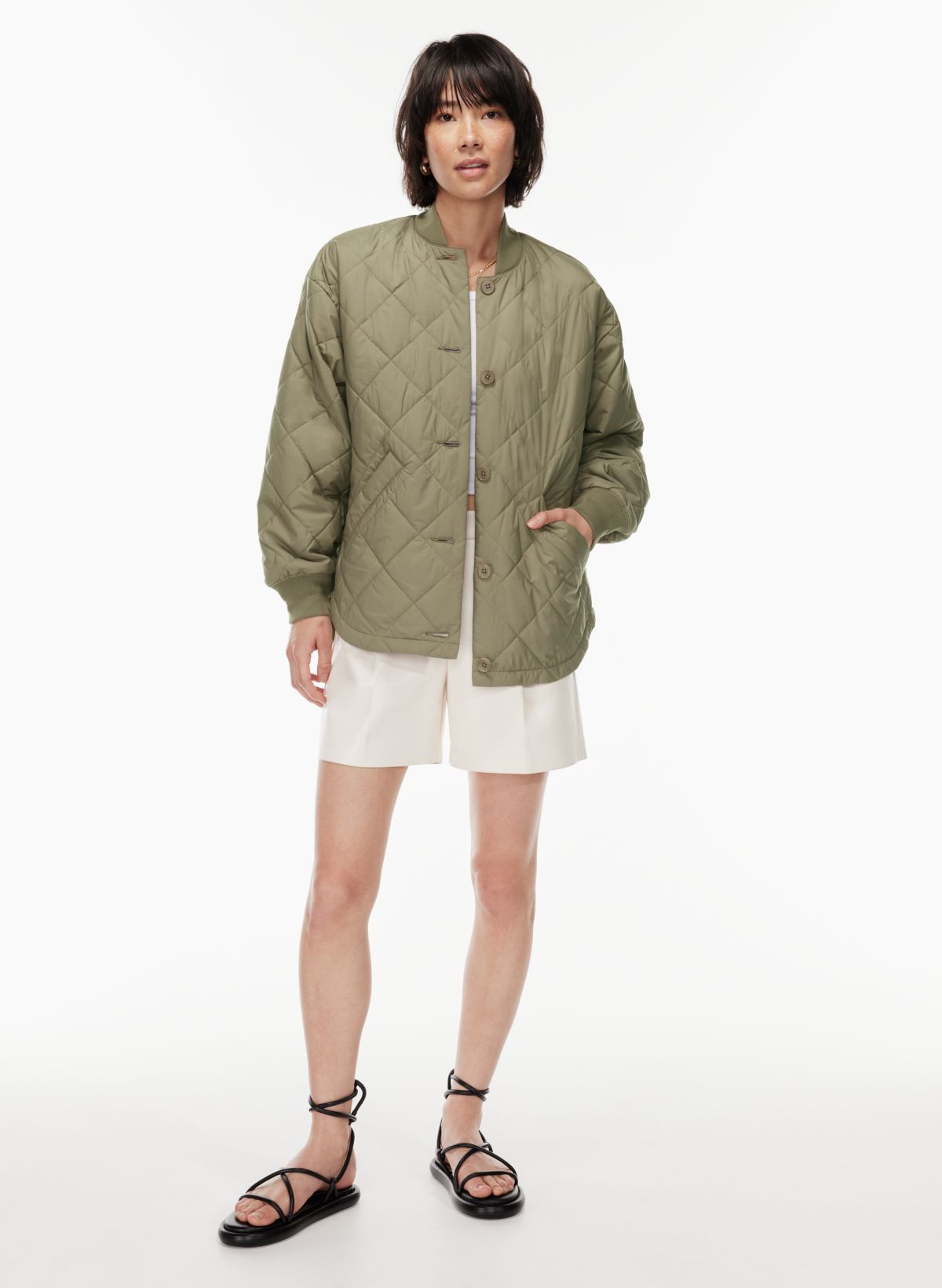 Sleevless Padded Nylon Bomber Jacket - Ready-to-Wear