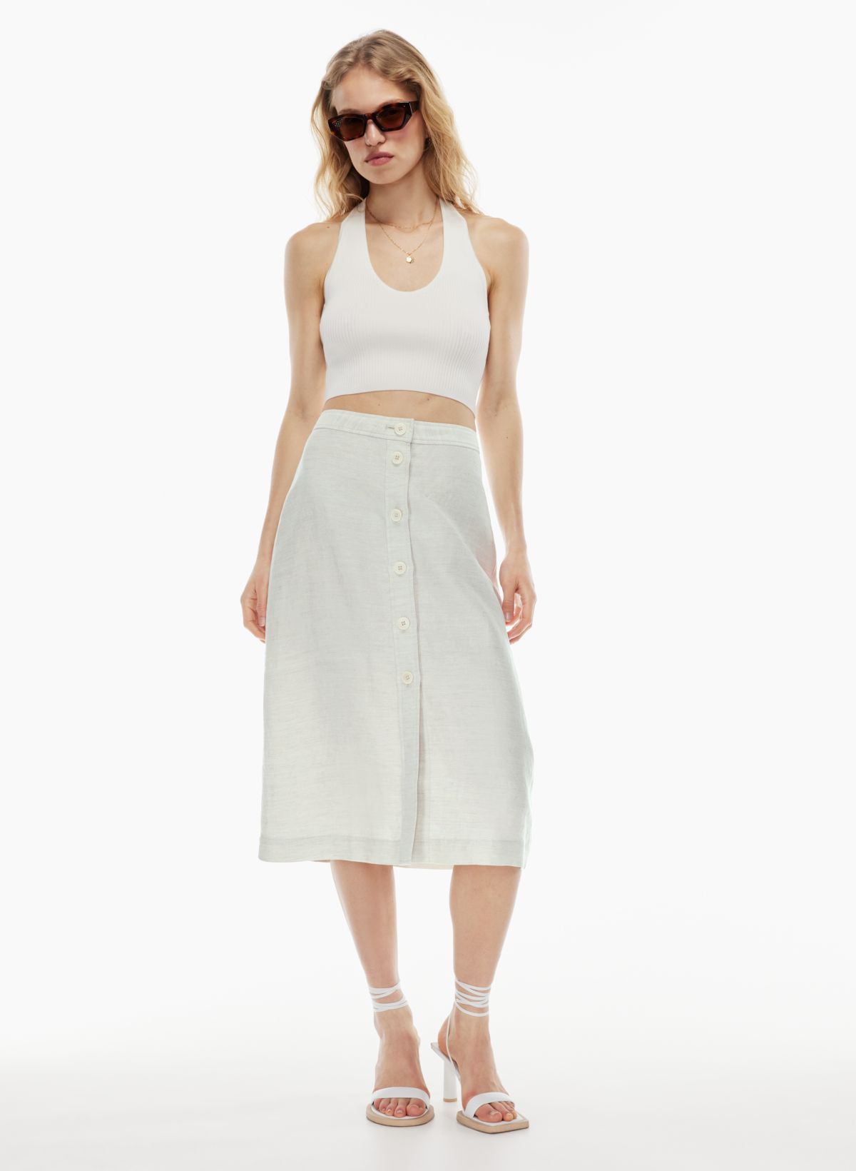 Aritzia white shop linen skirt