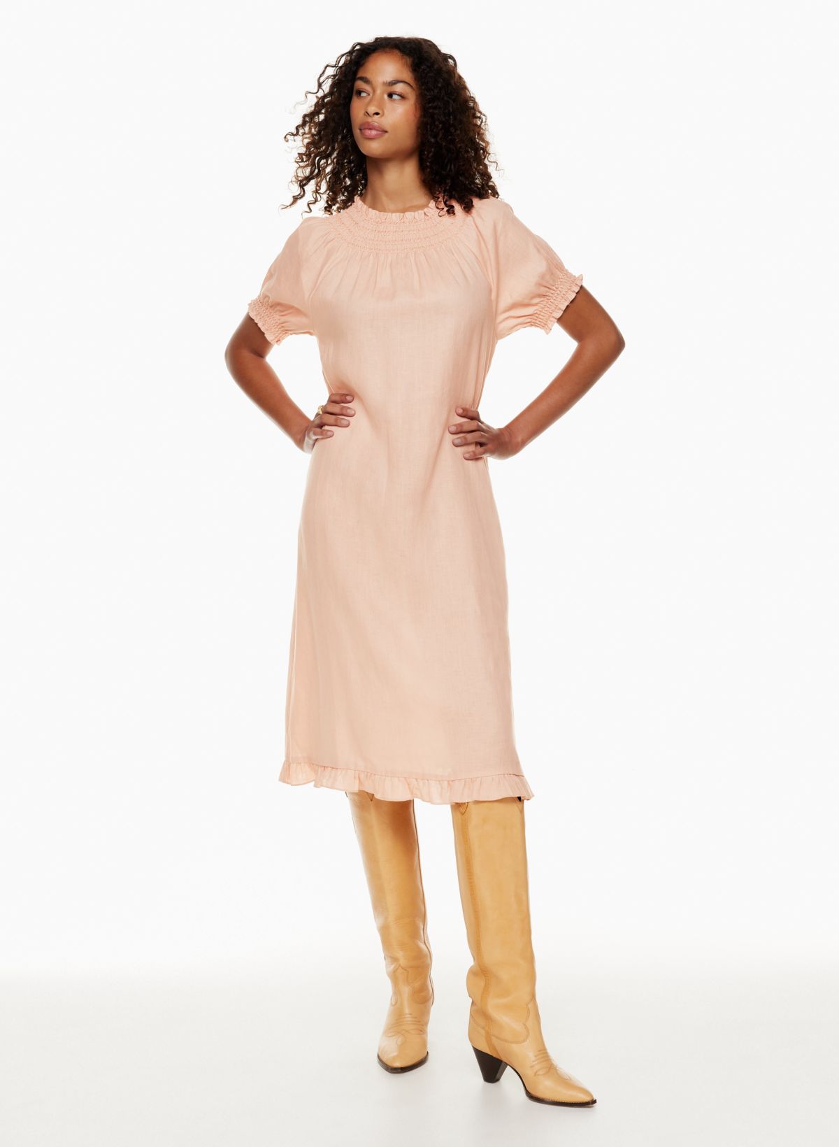 Knee length 2024 linen dresses