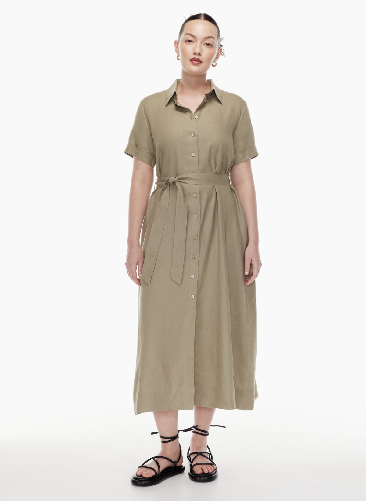 Khaki hotsell linen dress