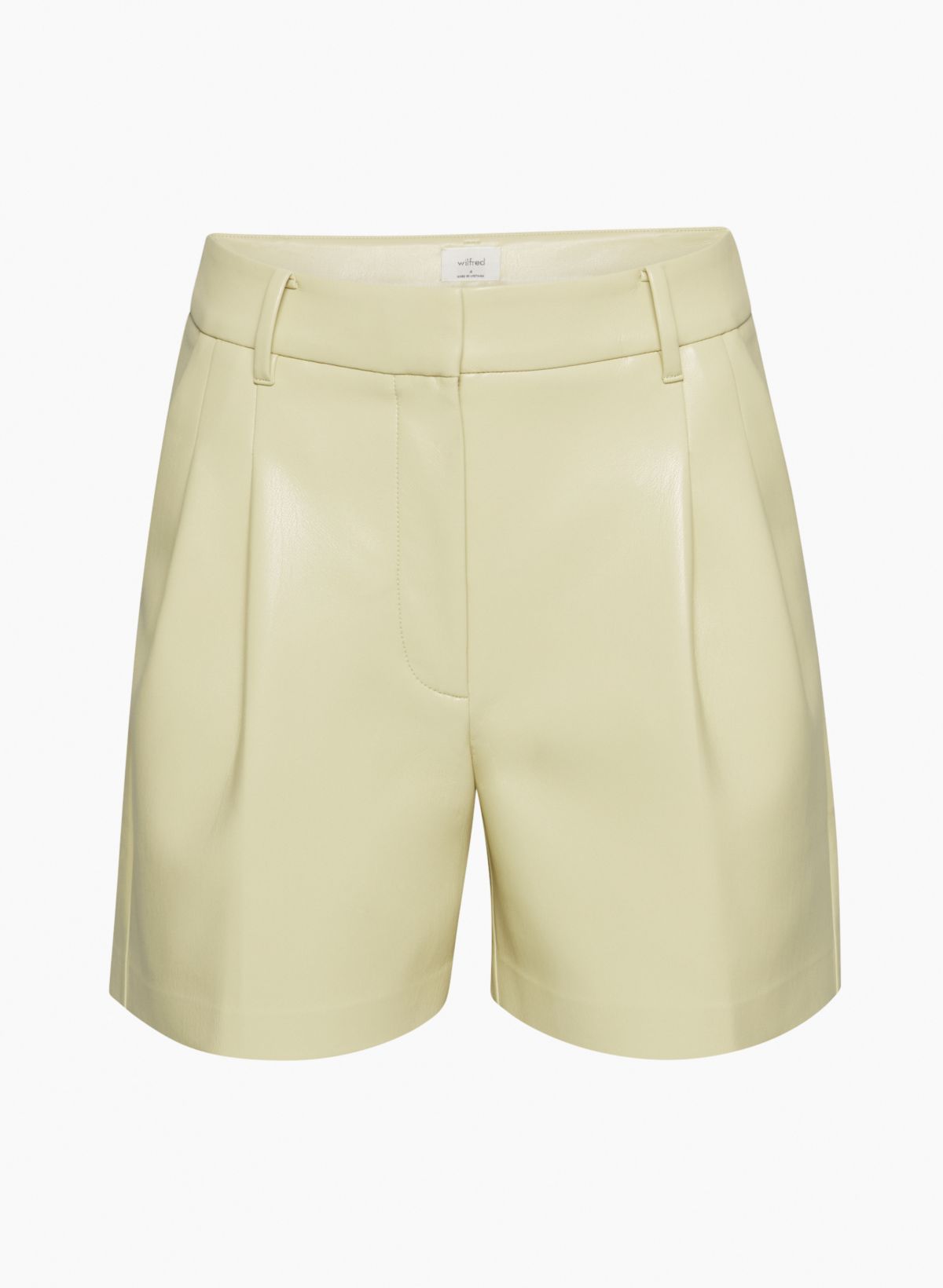 High Waist Sculpting Shorts With Faux Leather Belt - Yellow