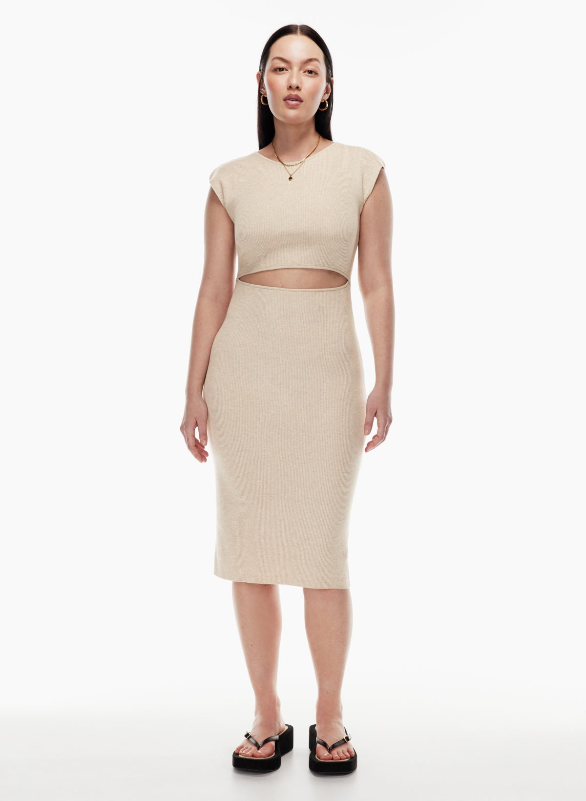 Wilfred Free CUT-OUT KNIT MIDI DRESS