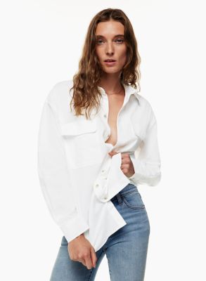 ladies white denim shirt