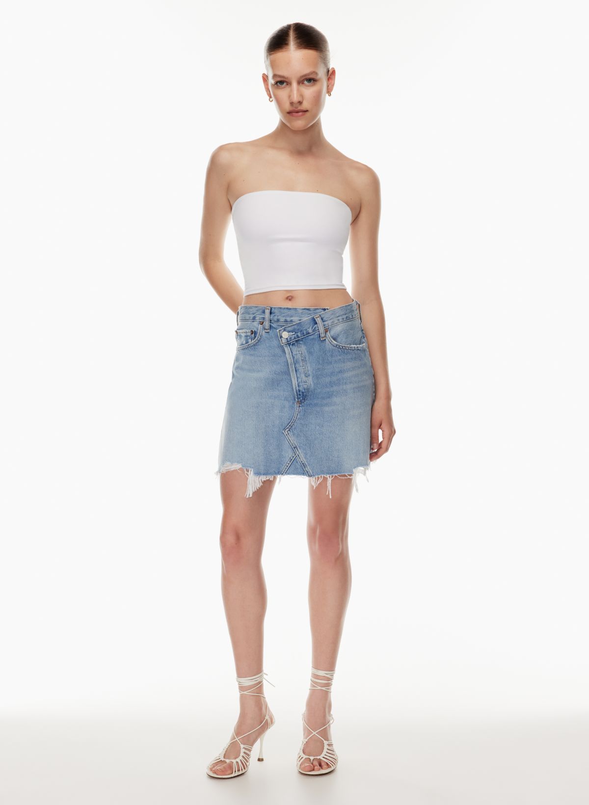 Criss cross sales denim skirt