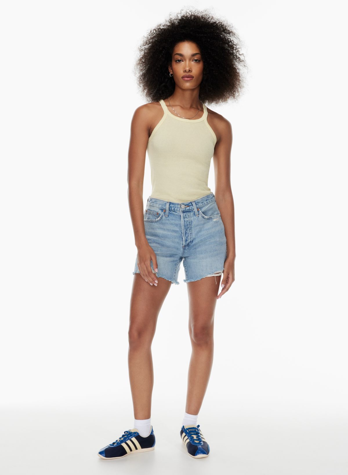 Denim Forum THE EX BOYFRIEND MID THIGH SHORT Aritzia US