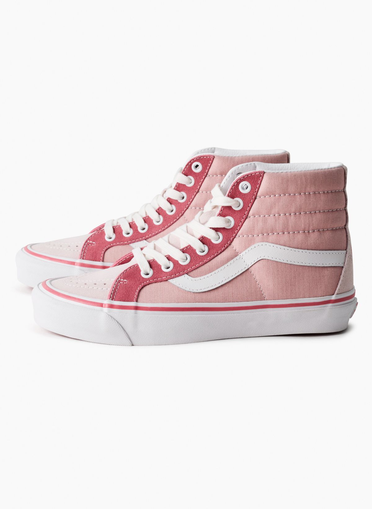 High top pink and white vans on sale