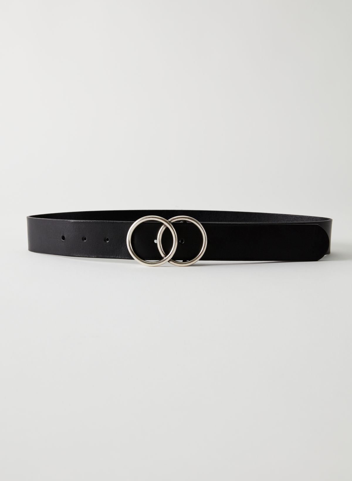 The SAUSALITO Black Double Ring Classic Leather Belt