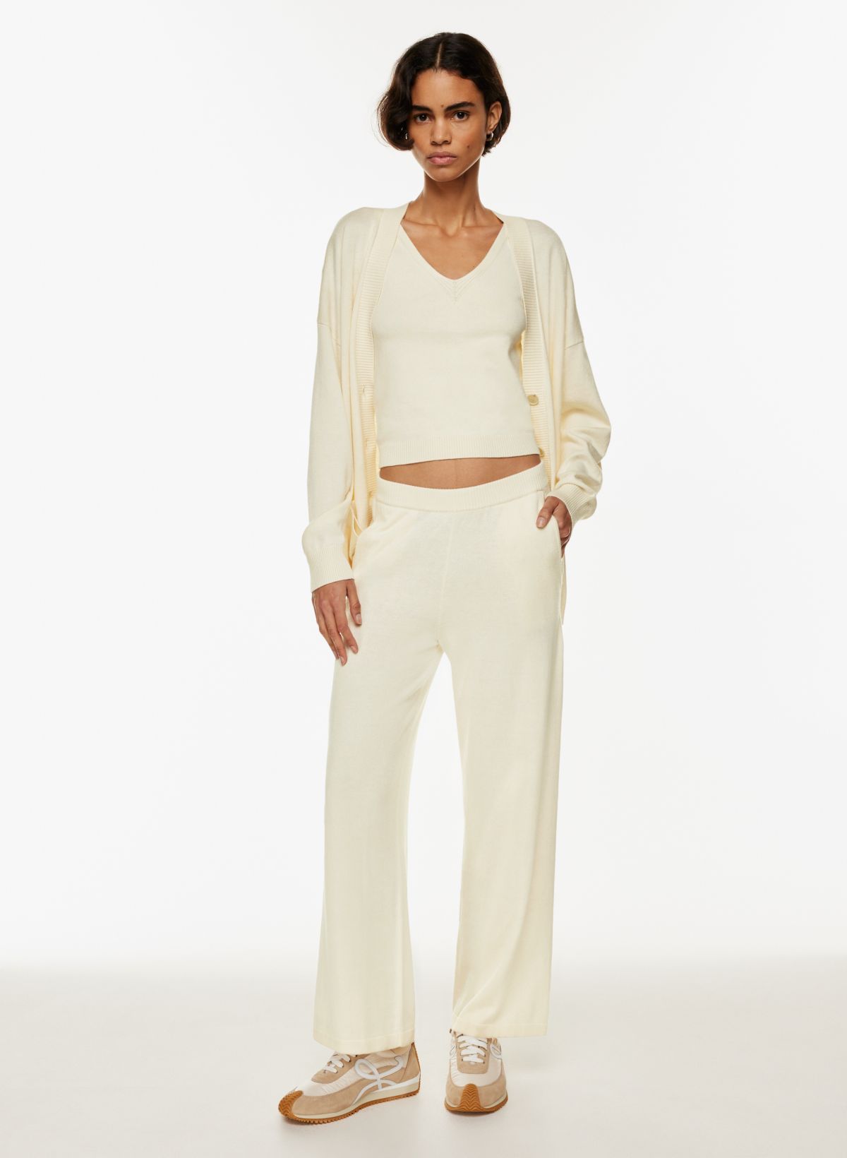 Topshop twill trousers in cream