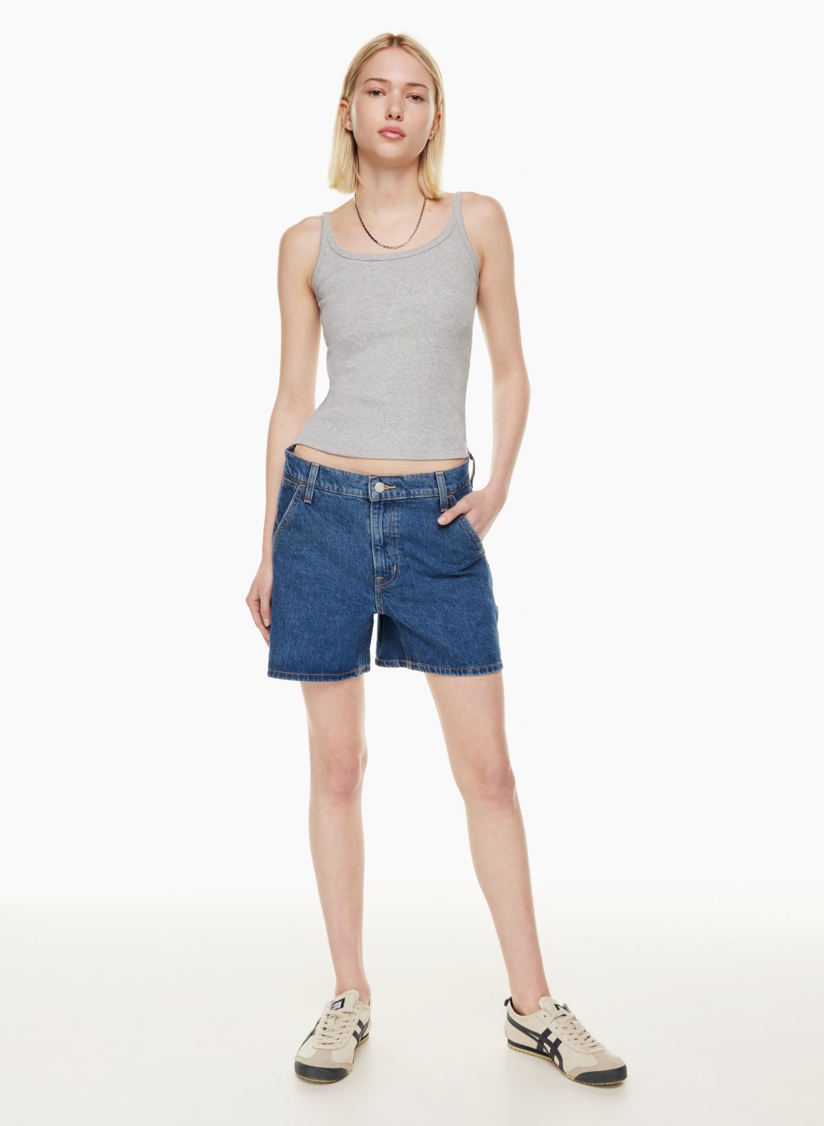 Just Black Denim High Low Denim Shorts in Medium Blue Wash – Legacy  Clothing Boutique