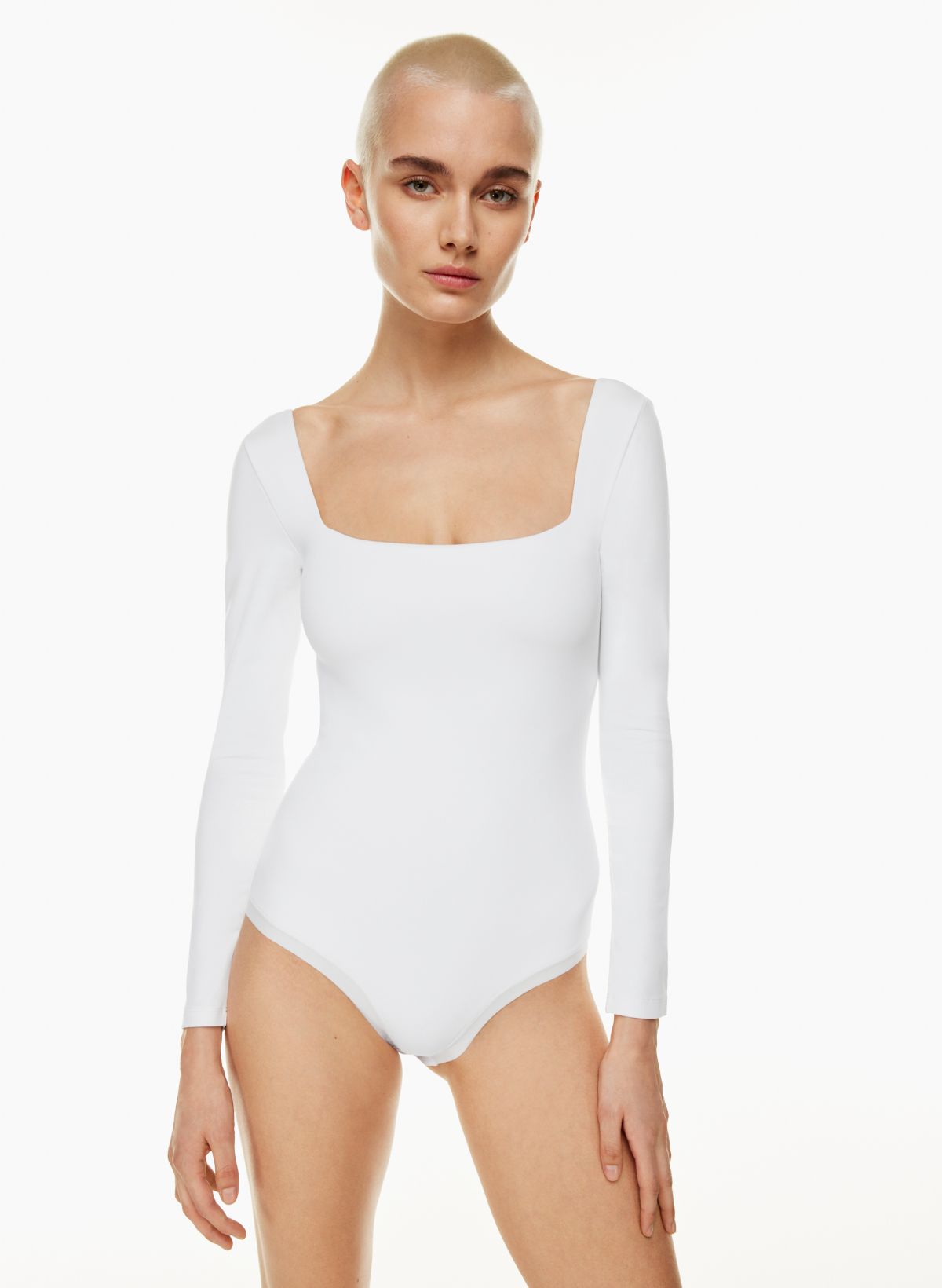 Body Contour Square Neck Tank Bodysuit - White