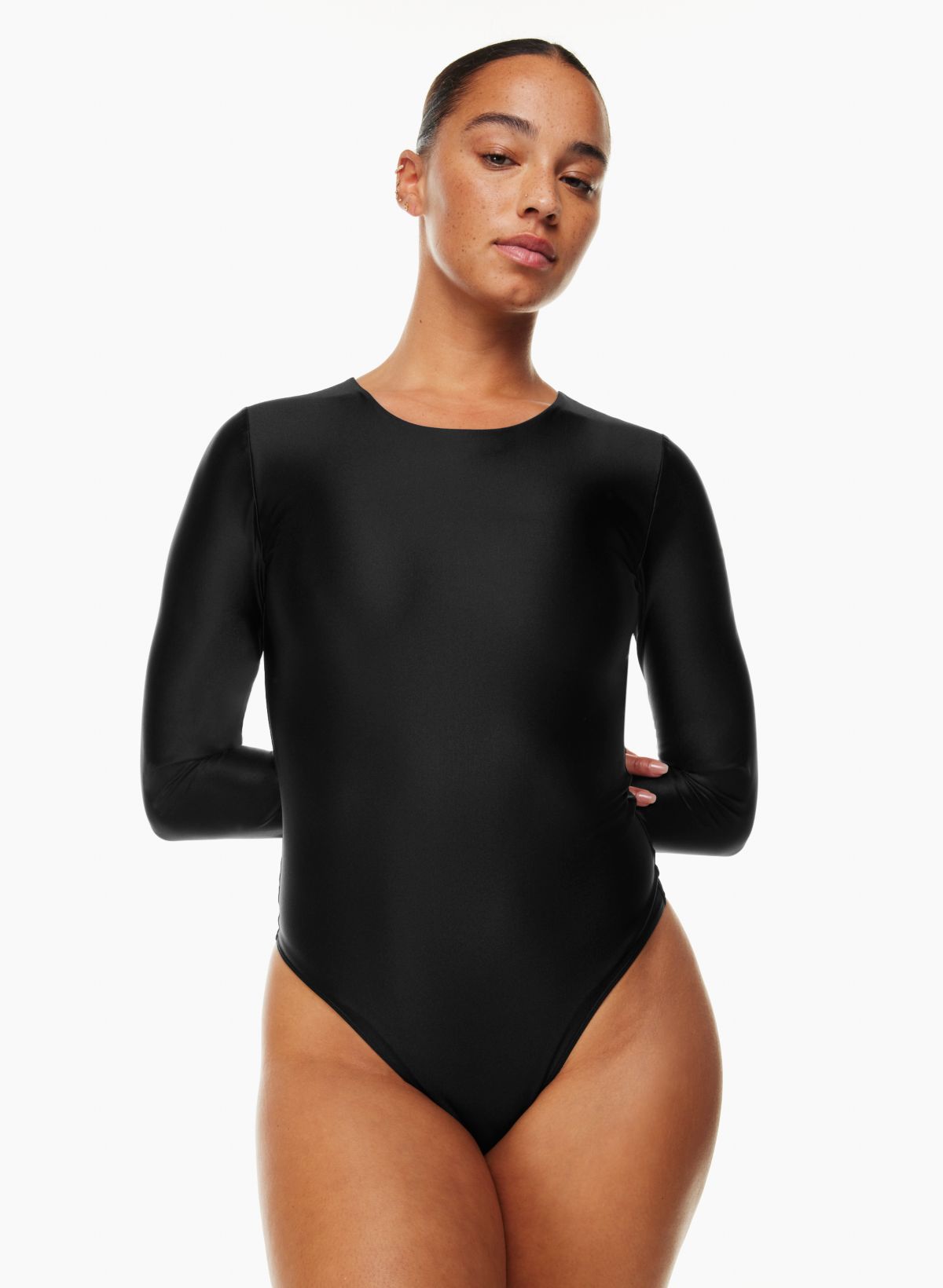  Thong Bodysuit for Women Tummy Control V Neck Long Sleeve  Bodysuit Tops T Shirt Jumpsuit (Color : Black, Size : Medium) : Clothing,  Shoes & Jewelry