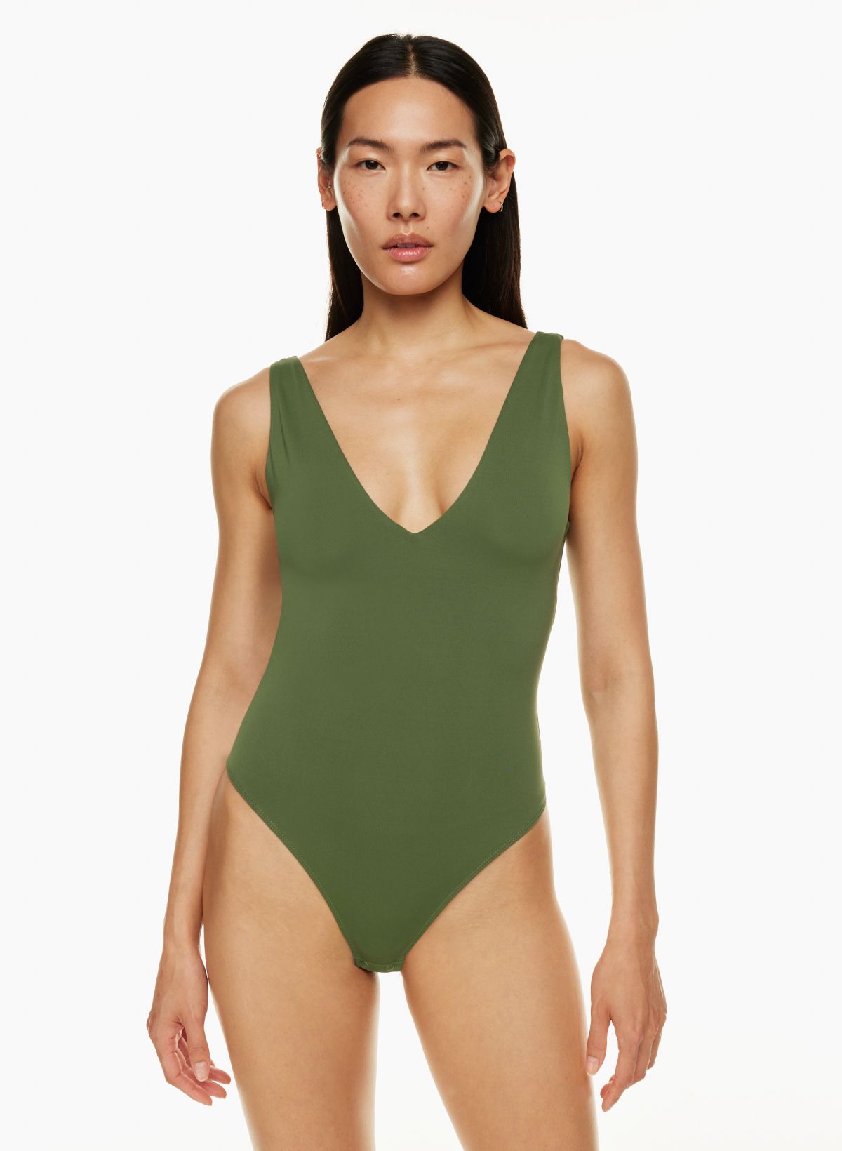 Basic Plunge Rib Sleeveless Bodysuit