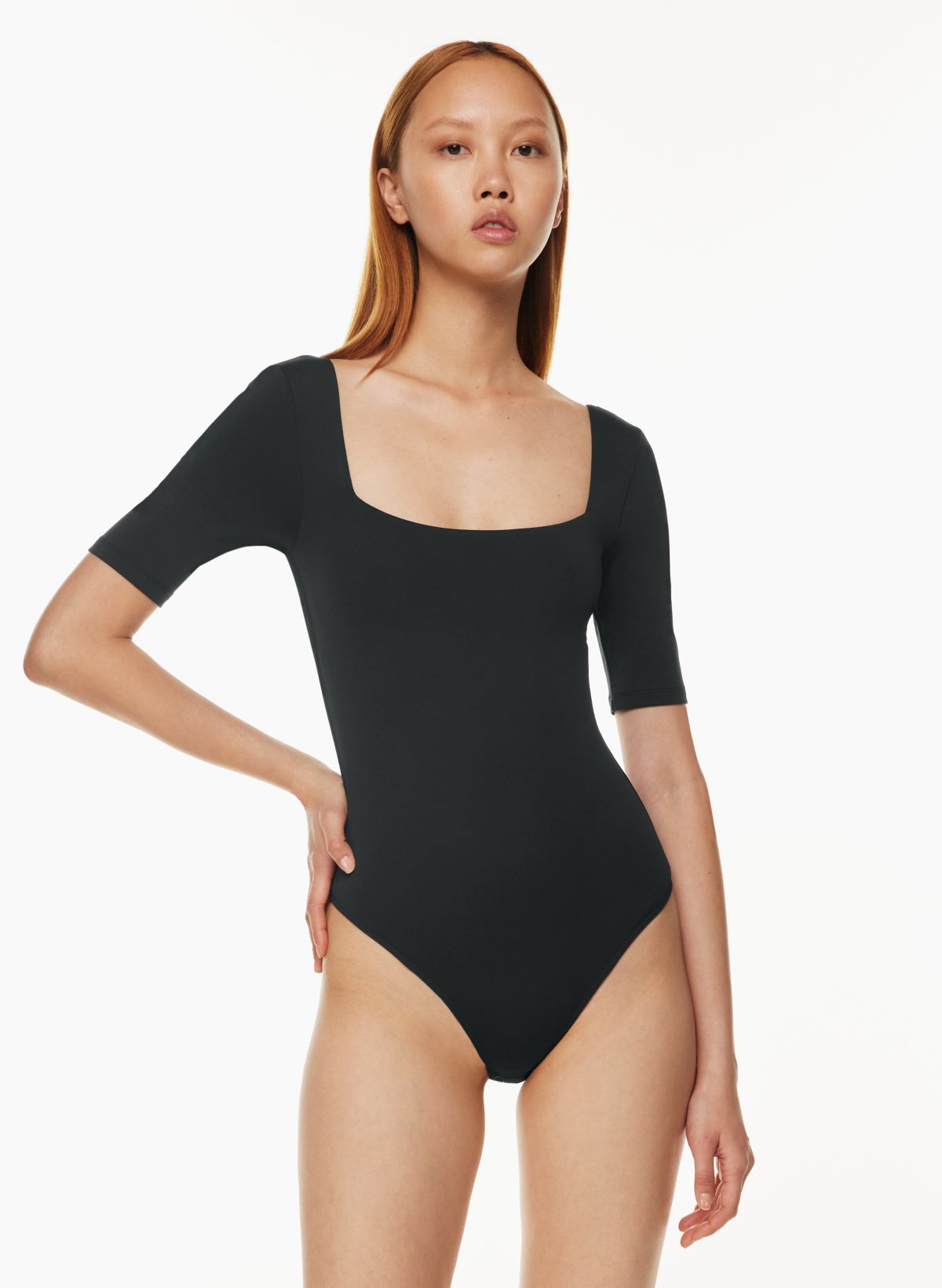 Body Contour Square Neck Short Sleeve Bodysuit