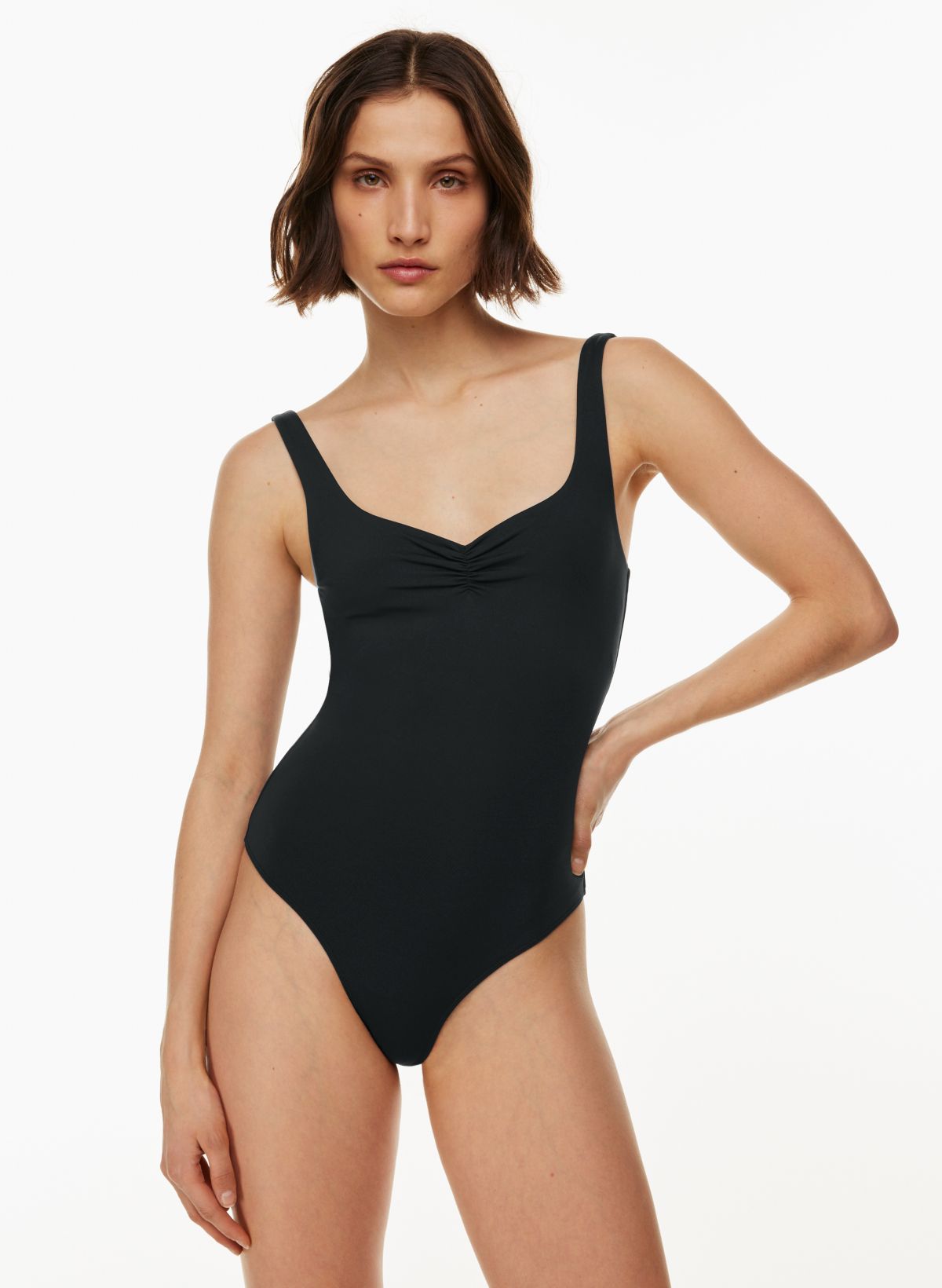 BACK IN STOCK! Plunge Bra Thong Body Suit in BLACK - She's Waisted