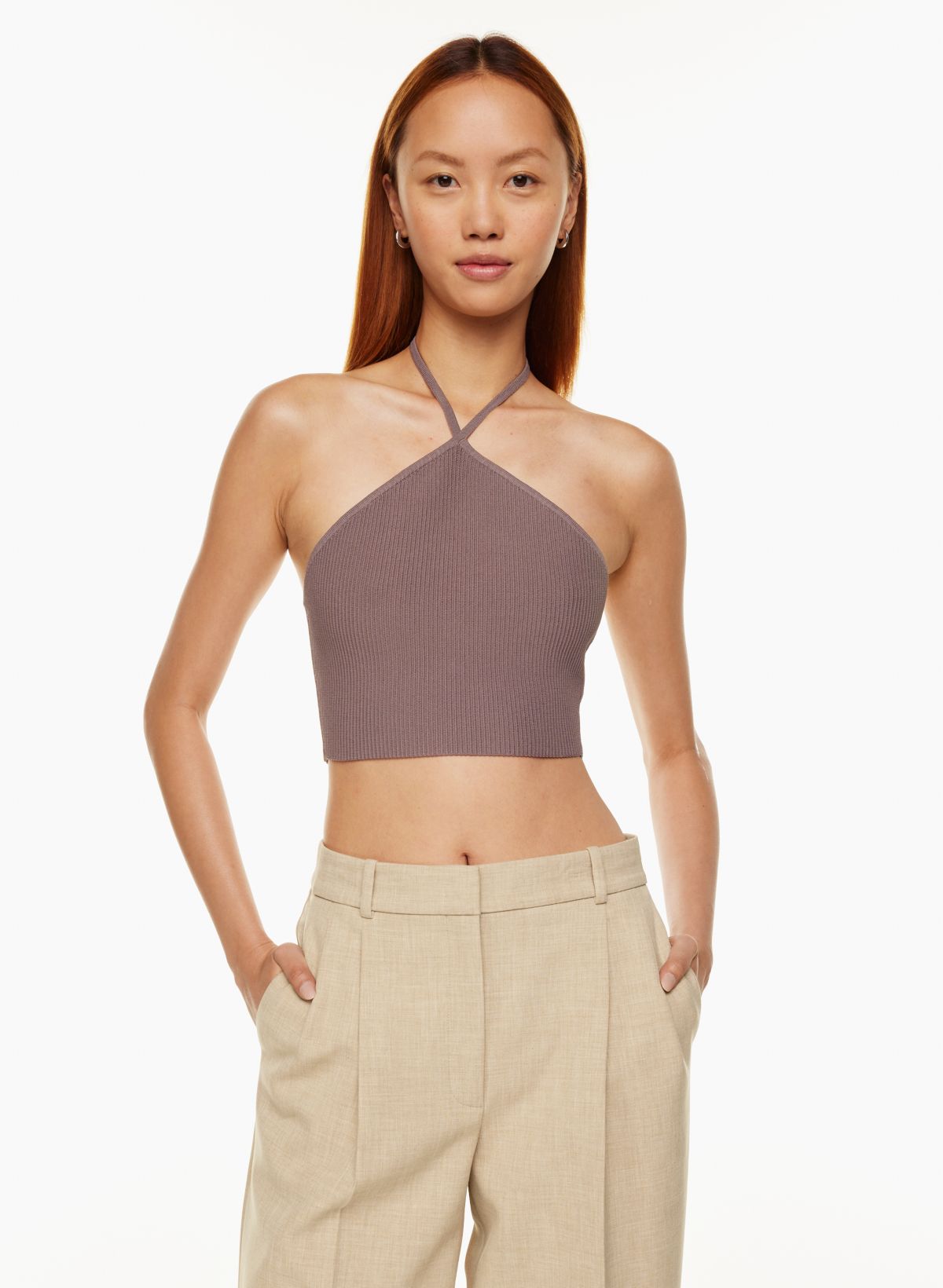 Babaton SCULPT KNIT CROPPED HALTER TOP | Aritzia CA