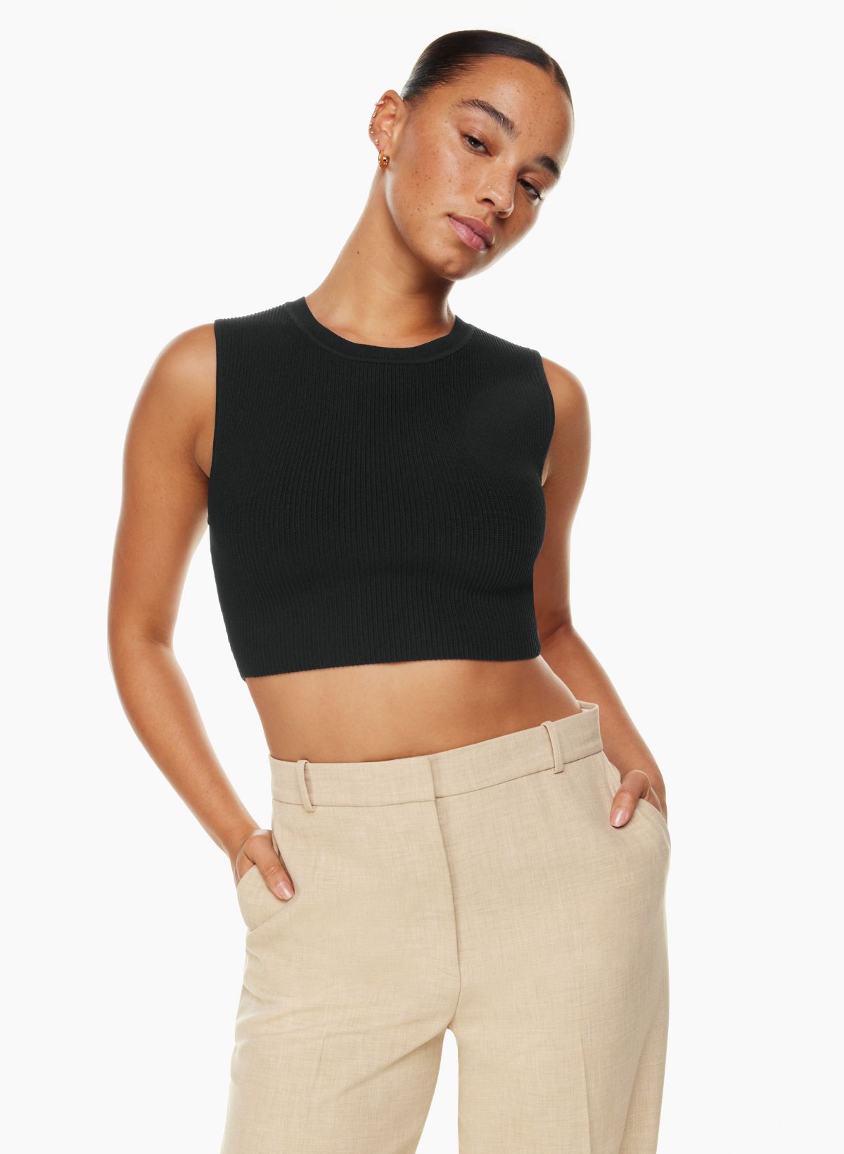 Black Rib Super Crop Top