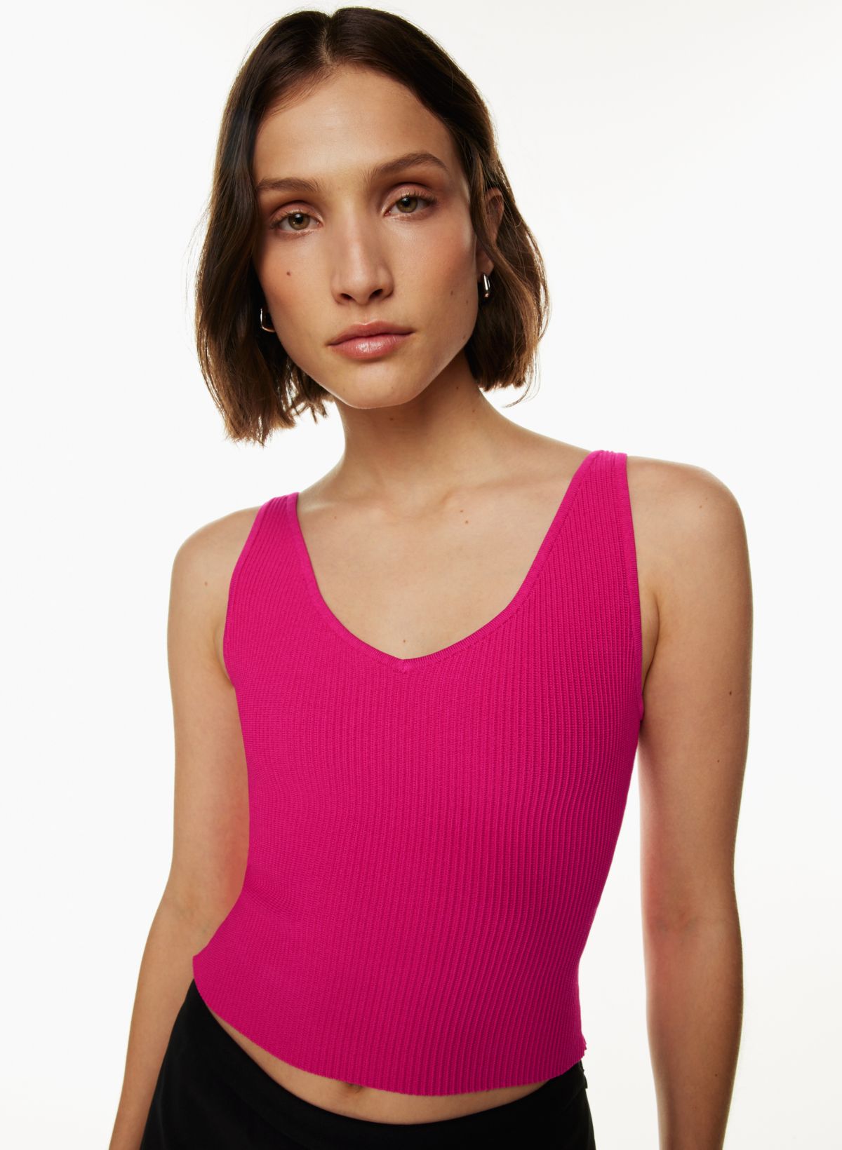 Aritzia Babaton Sculpt Knit Deep V Neck ribbed crop top XXS NEW - $40 New  With Tags - From Minnie