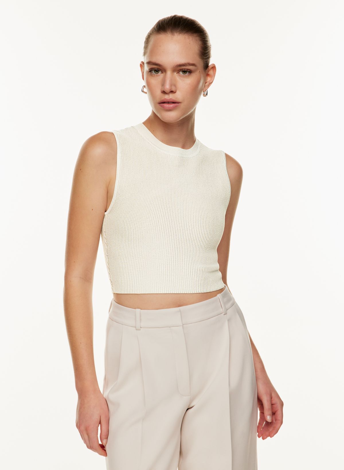 Aritzia Babaton Sculpt Knit Criss Cross Cropped Tank Top, Matte