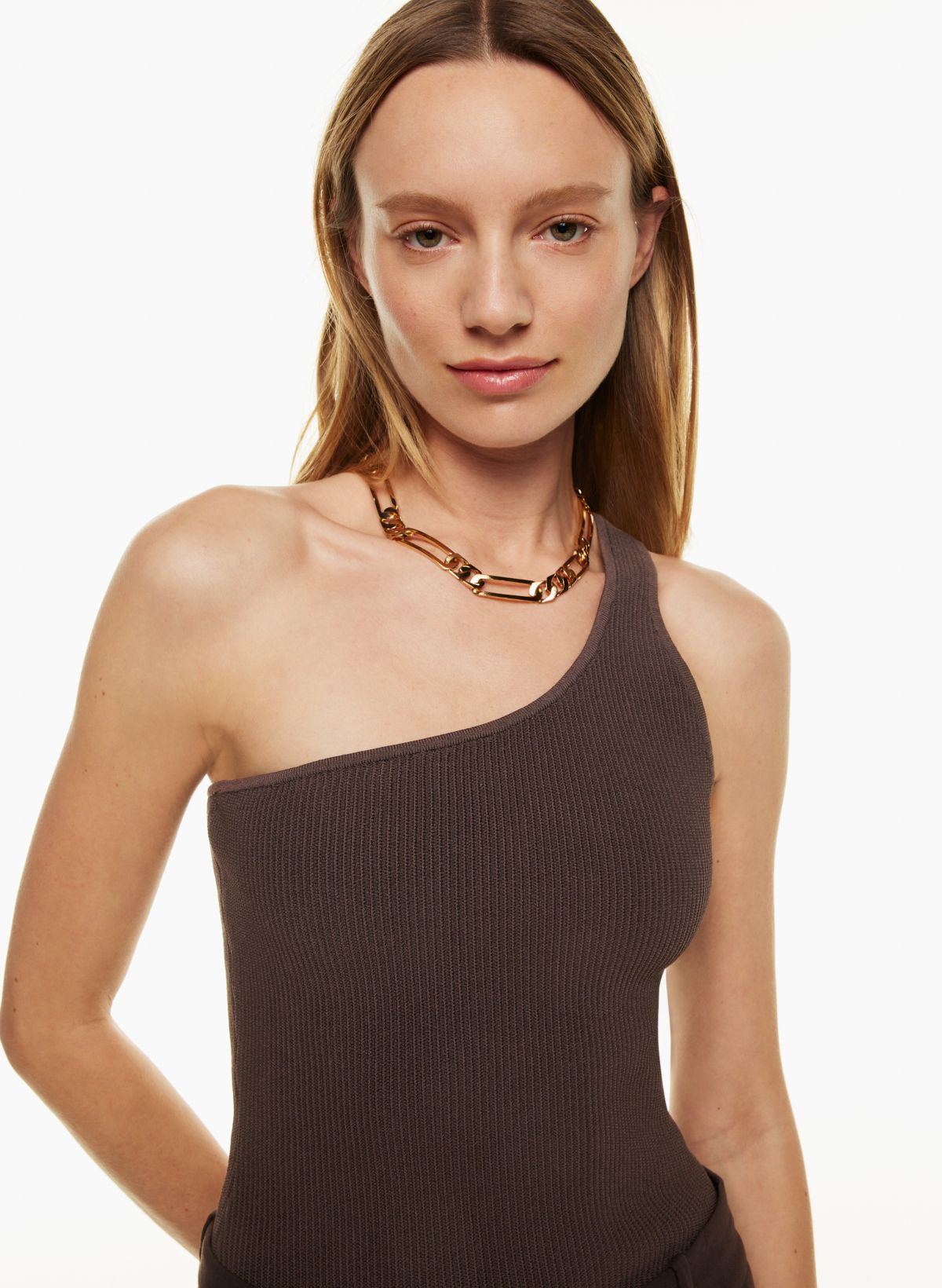 SCULPT KNIT ONE-SHOULDER CROPPED TANK