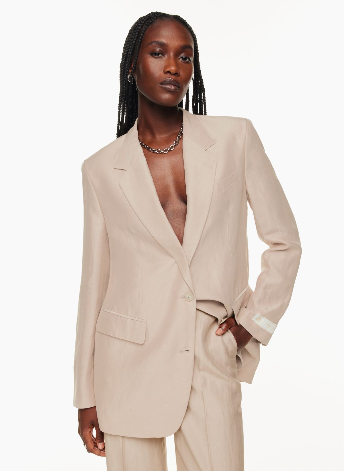 Babaton AGENCY LINEN BLAZER Aritzia US