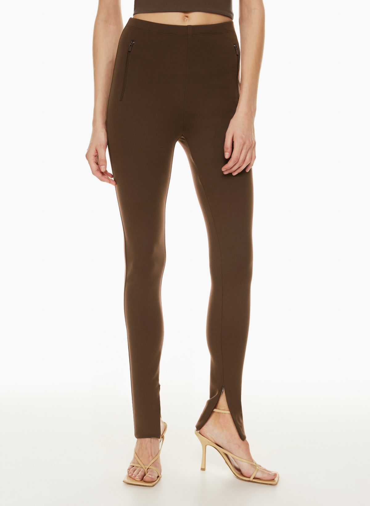 Compressive satin ankle-length leggings