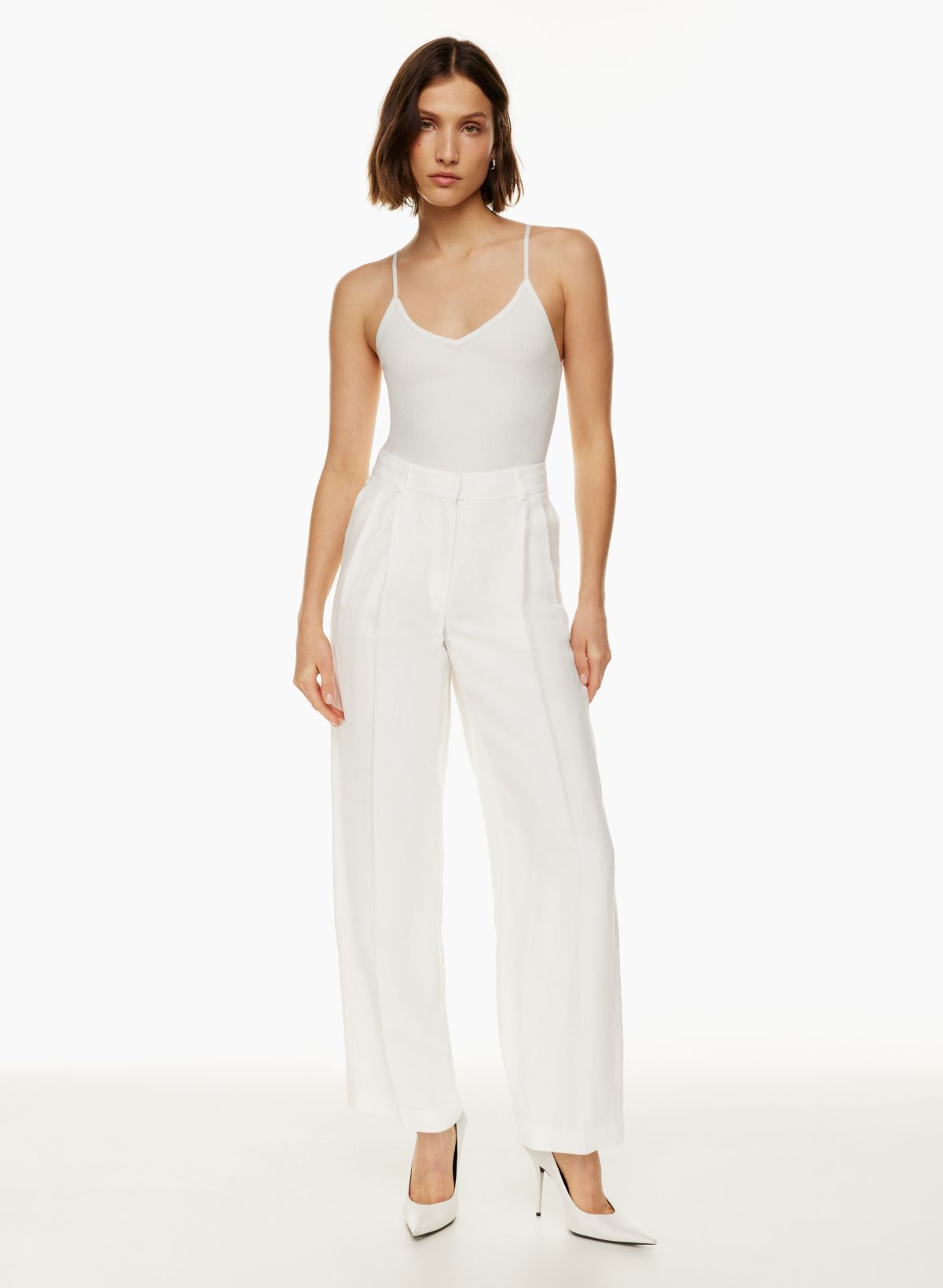 Women's High-rise Linen Pleat Front Straight Pants - A New Day