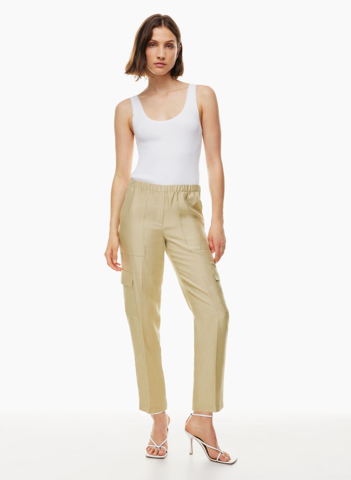 Linen cargo trousers store womens