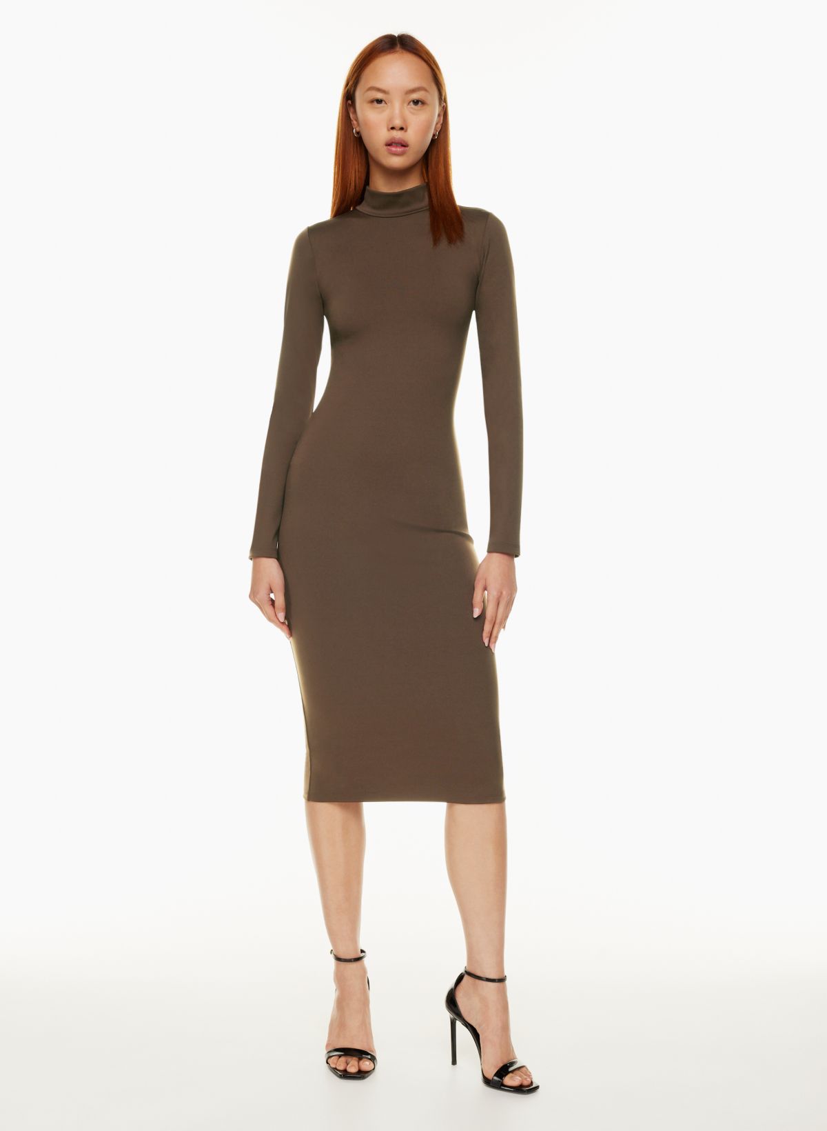 Body Contour High Neck Midi Sweater Dress