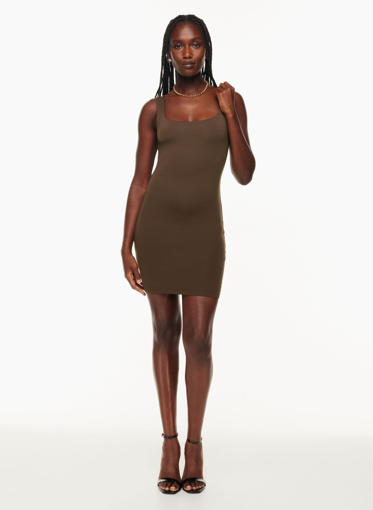 Square Neck Sleeveless Pull-On Bodycon Dress