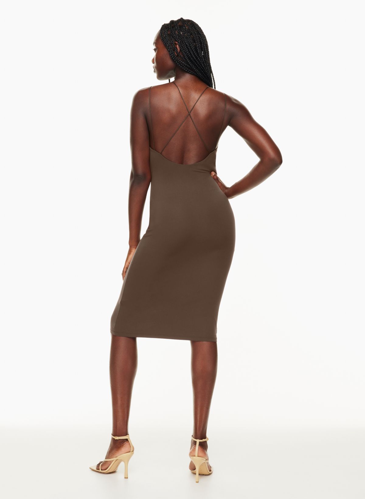 Leather Back Zipper Midi Dress Available in Sizes S-XL LOTS OF