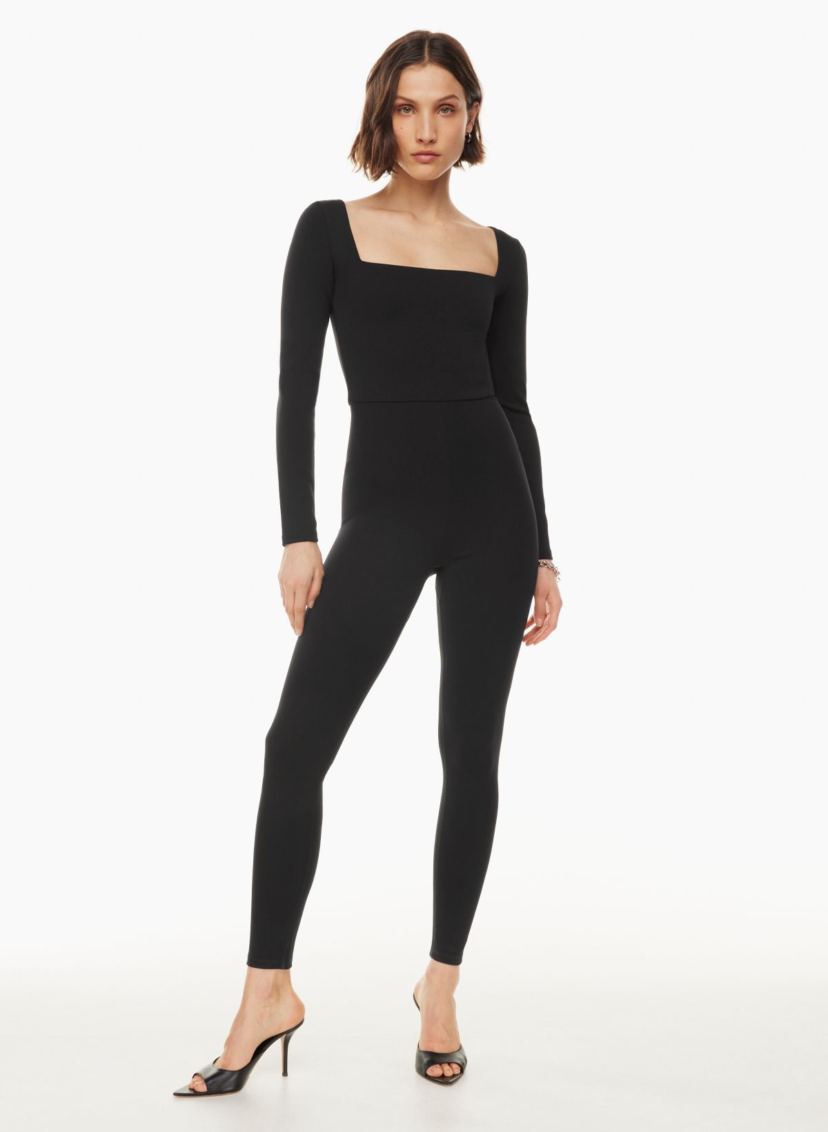 Satin Contour Flared Jumpsuit - Black